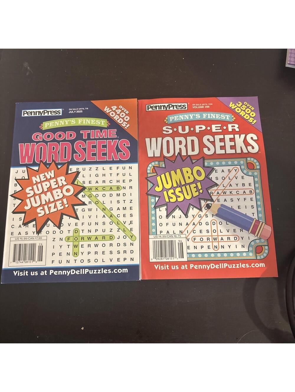 Penny Press Word Seek, July 2025 (2) New. All Stars And Hidden Message